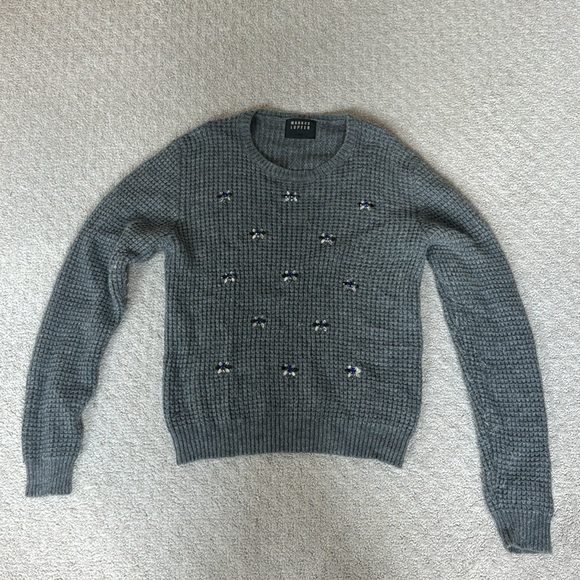 Gray MARKUS LUPFER DAISY EMBELLISHED WAFFLE-KNIT SWEATER - Picture 6 of 7